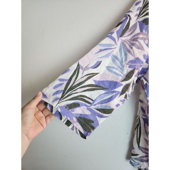 NWT C&C California Lavender Purple Print 100% Linen Pop Over Blouse size 3X - Picture 12 of 12